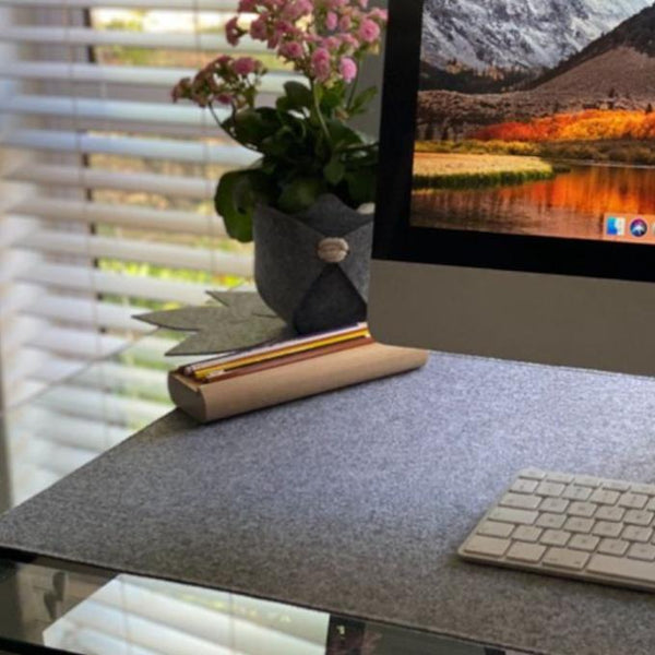 Desk Pad, Desk Mat, Extended Mouse Pad made from grey felt 