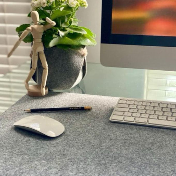 Felt Desk Pad, Desk Mat, Extended Mouse Pad setup. 