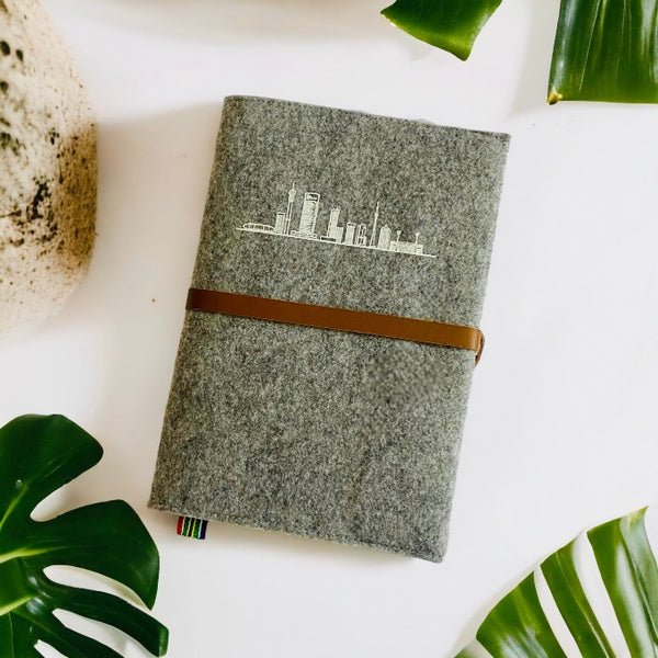 Grey A5 Journal with Johannesburg skyline print 
