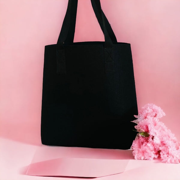 black felt shopper bag made from recycled plastic bottles 