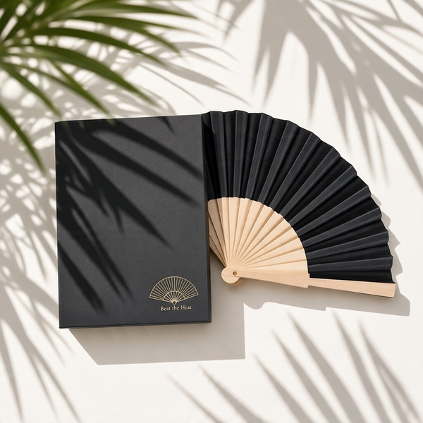 5 wooden handhold folding fan  in ready gift box 