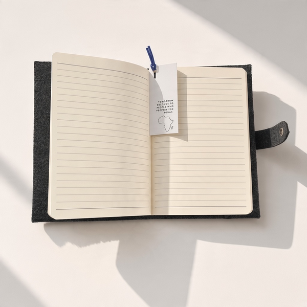 Eco-Friendly A5 Notebook with Reusable Felt Cover
