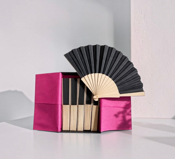wooden handhold folding fan  box of 5 fans 